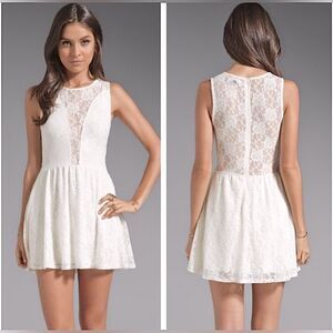 For Love & Lemons Lulu Lace Mini Dress in Off White size XS
